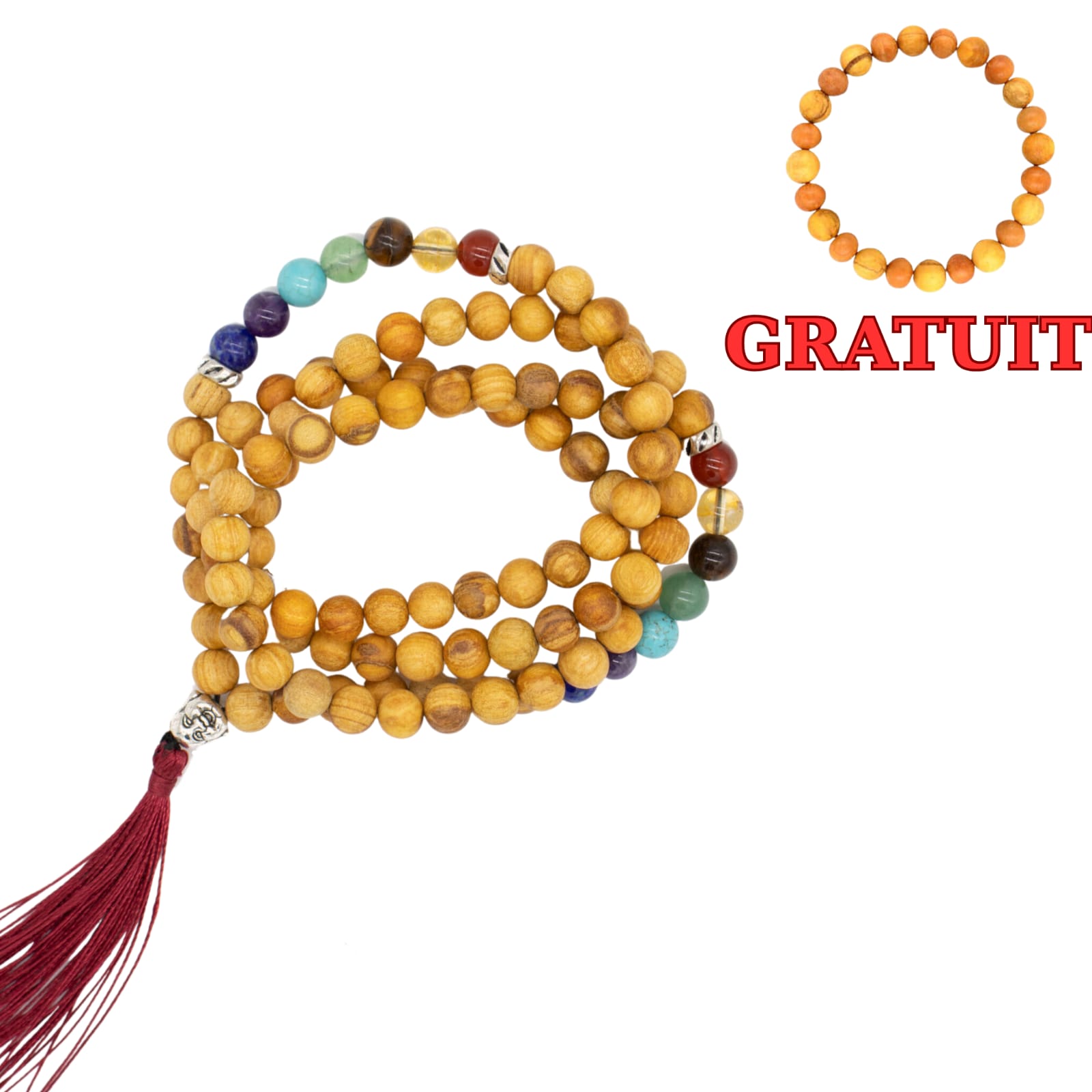 Mala 7 Chakre si Palo Santo -108 margele - lucrata manual + Bratara lemn Palo Santo GRATIS Mala 7 Chakre si Palo Santo -108 margele - lucrata manual + Bratara lemn Palo Santo GRATIS