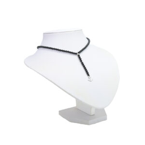 Colier Tip Rozariu cu Onix Negru 4 mm și Pandantiv Ancoră din Argint