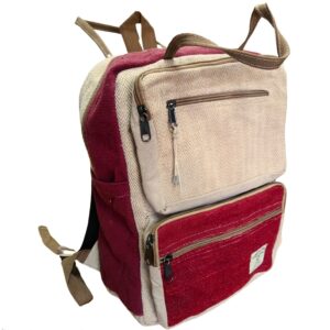 Rucsac mare din cânepă – bordo & crem
