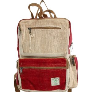 Rucsac mare din cânepă – bordo & crem