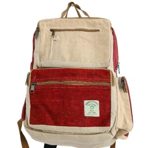 Rucsac mare din cânepă – bordo & crem