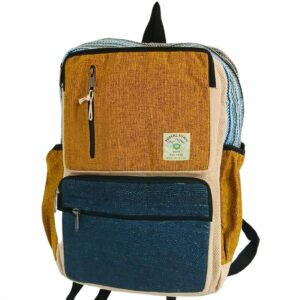 Rucsac mare din cânepă – turcoaz & galben curcuma Rucsac mare din cânepă – turcoaz & galben curcuma