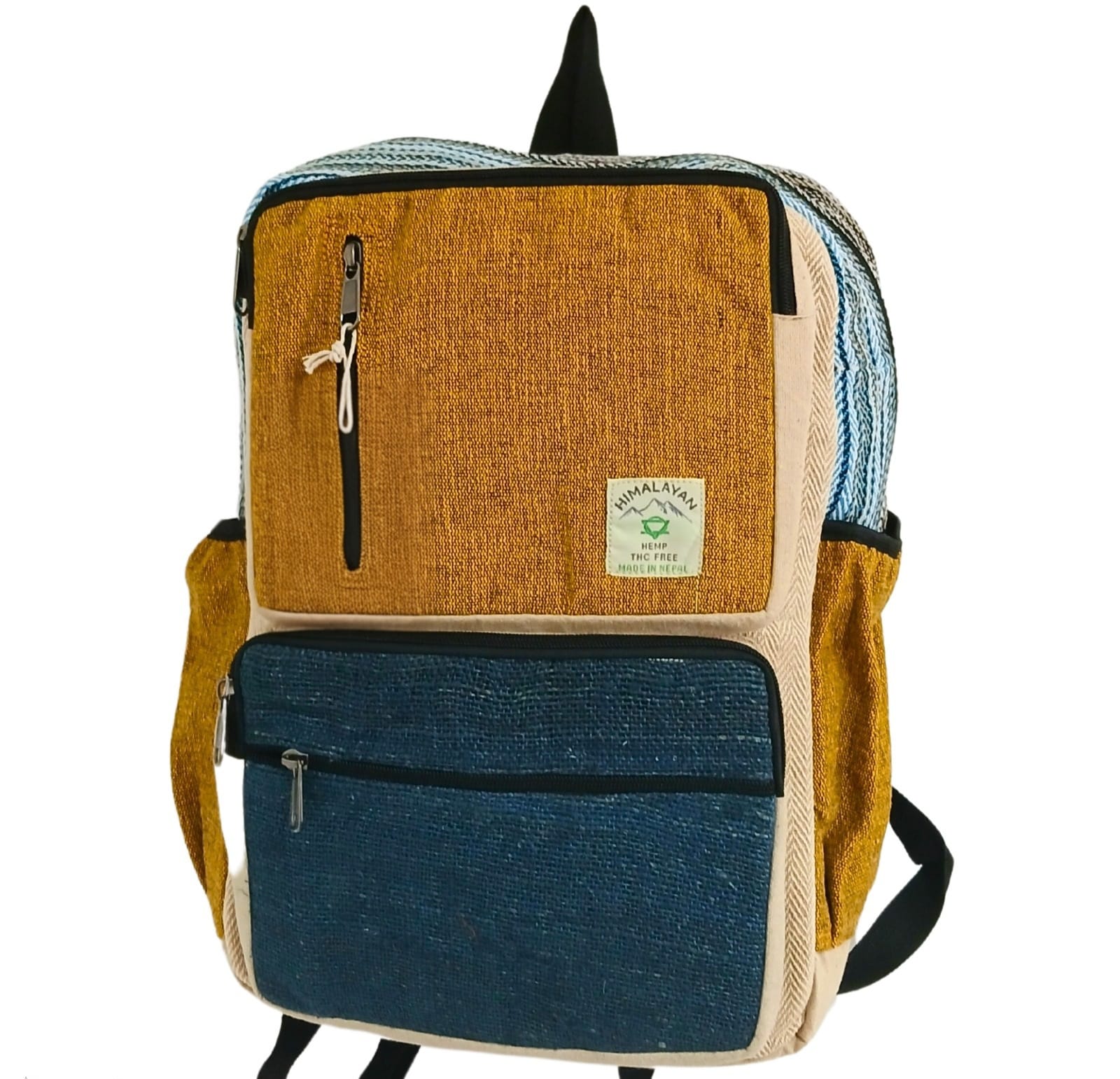 Rucsac mare din cânepă – turcoaz & galben curcuma Rucsac mare din cânepă – turcoaz & galben curcuma