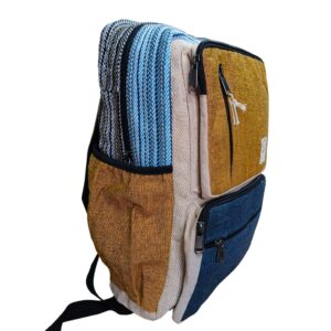 Rucsac mare din cânepă – turcoaz & galben curcuma Rucsac mare din cânepă – turcoaz & galben curcuma