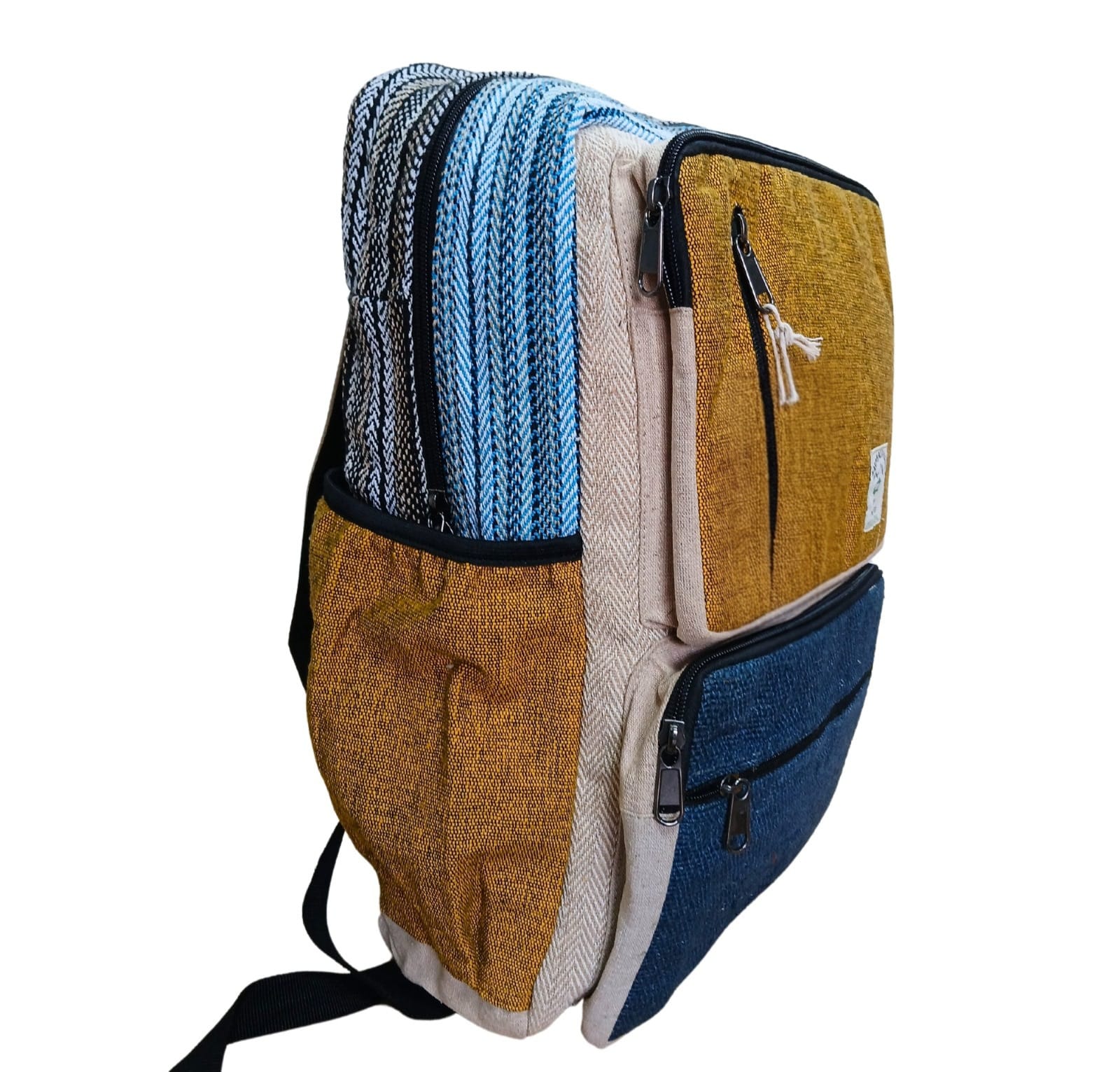 Rucsac mare din cânepă – turcoaz & galben curcuma Rucsac mare din cânepă – turcoaz & galben curcuma
