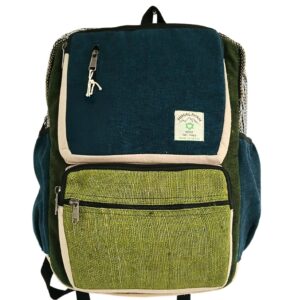 Rucsac mare din cânepă – albastru & verde salvie