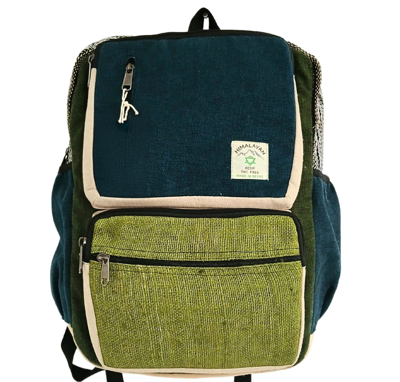 Rucsac mare din cânepă – albastru & verde salvie Rucsac mare din cânepă – albastru & verde salvie