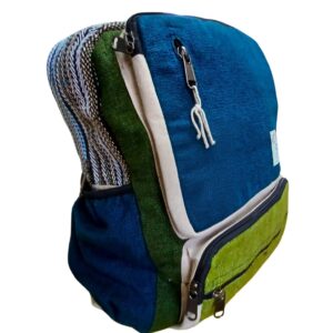 Rucsac mare din cânepă – albastru & verde salvie Rucsac mare din cânepă – albastru & verde salvie