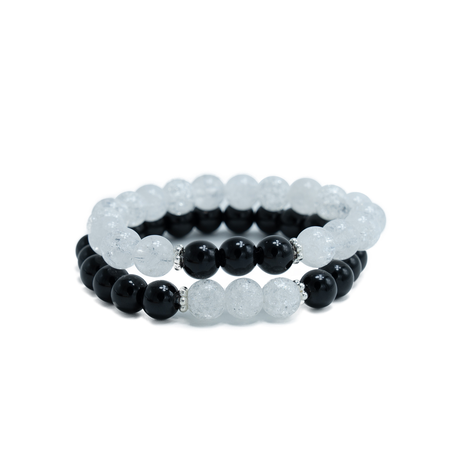 Set Brățări Cuplu Onix Negru & Cristal de Gheață Set Brățări Cuplu Onix Negru & Cristal de Gheață
