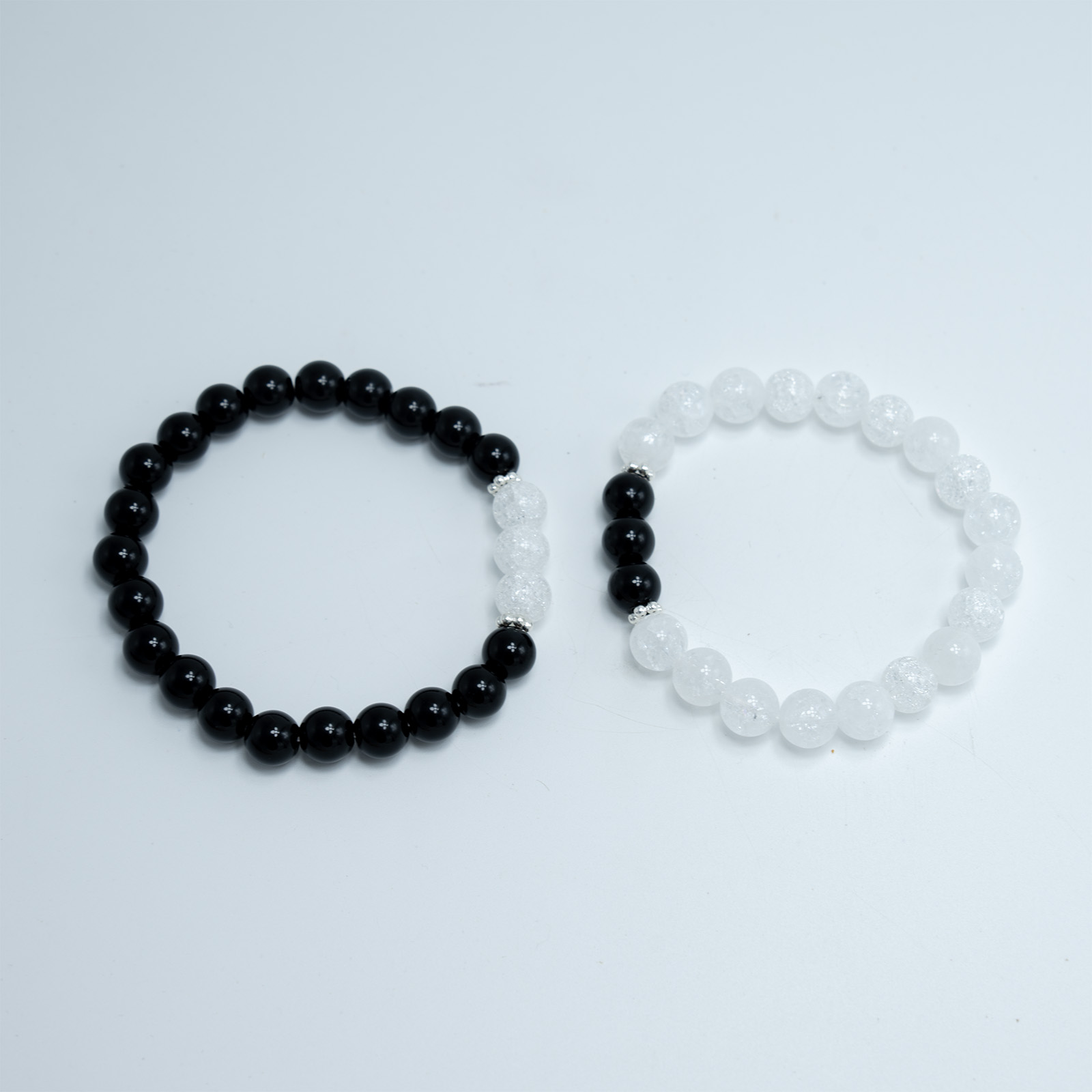 Set Brățări Cuplu Onix Negru & Cristal de Gheață Set Brățări Cuplu Onix Negru & Cristal de Gheață